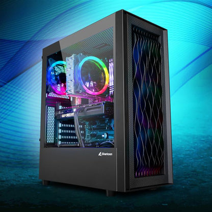 Case Sharkoon RGB Wave Media | ATX | 3x 120mm RGB | 1x 120mm RGB | Vidrio Templado | USB-C