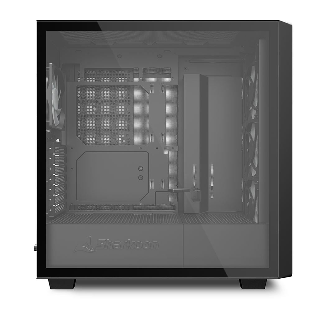 Case Sharkoon Rebel C70G RGB | ATX | Mid Tower | 4 Ventiladores RGB PWM | Frente de Madera | Vidrio Templado | Negro