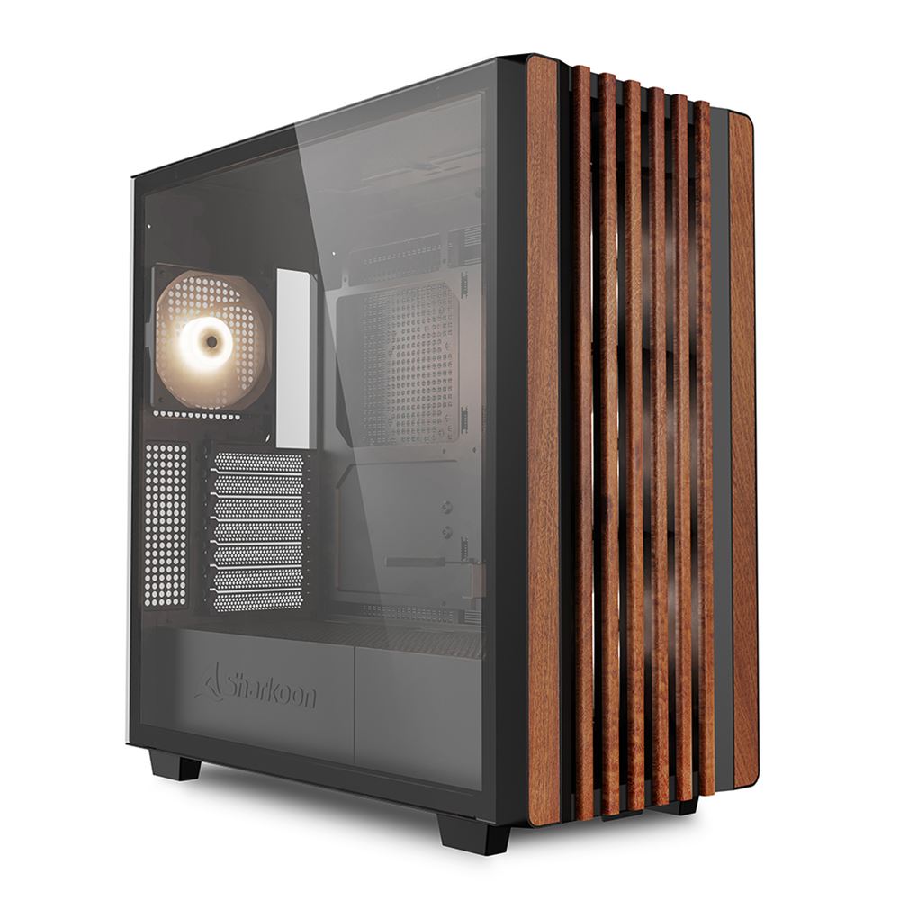 Case Sharkoon Rebel C70G RGB | ATX | Mid Tower | 4 Ventiladores RGB PWM | Frente de Madera | Vidrio Templado | Negro