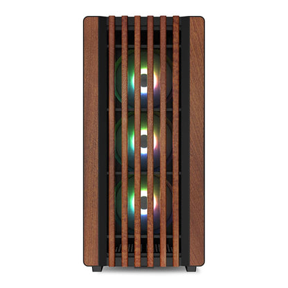 Case Sharkoon Rebel C70G RGB | ATX | Mid Tower | 4 Ventiladores RGB PWM | Frente de Madera | Vidrio Templado | Negro