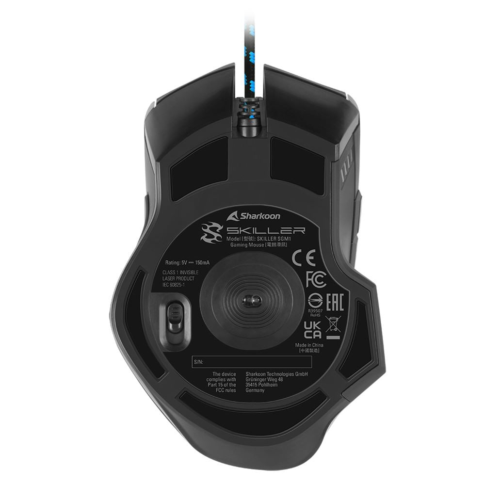 Mouse Gaming RGB Sharkoon Skiller SGM1 | Alámbrico | Sensor Láser 16000 DPI | Personalizable | Negro