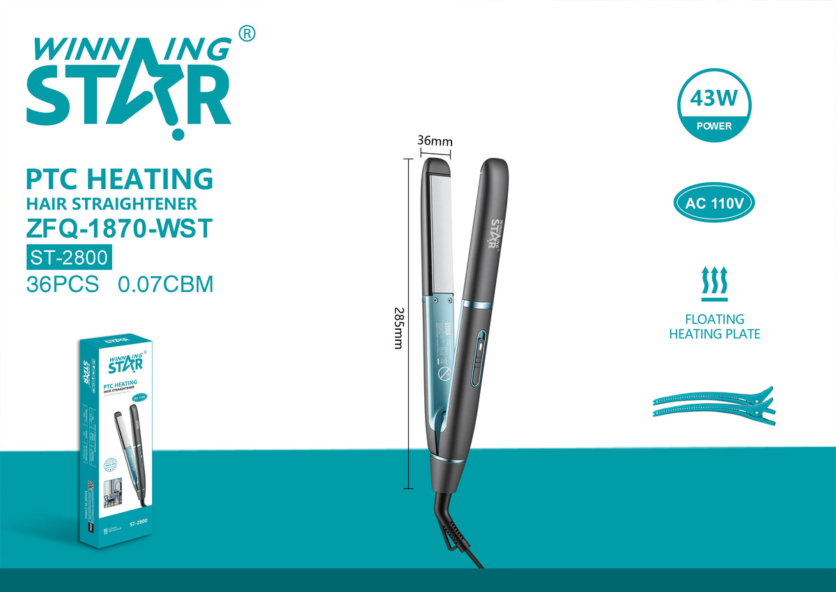 Winning Star Plancha Alisadora de Cabello 43W, ST-2800