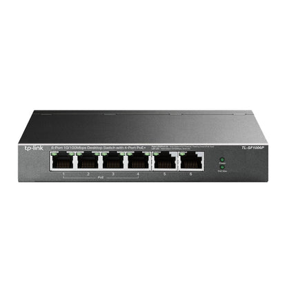 Switch TP-Link TL-SF1006P vista frontal con 6 puertos Ethernet