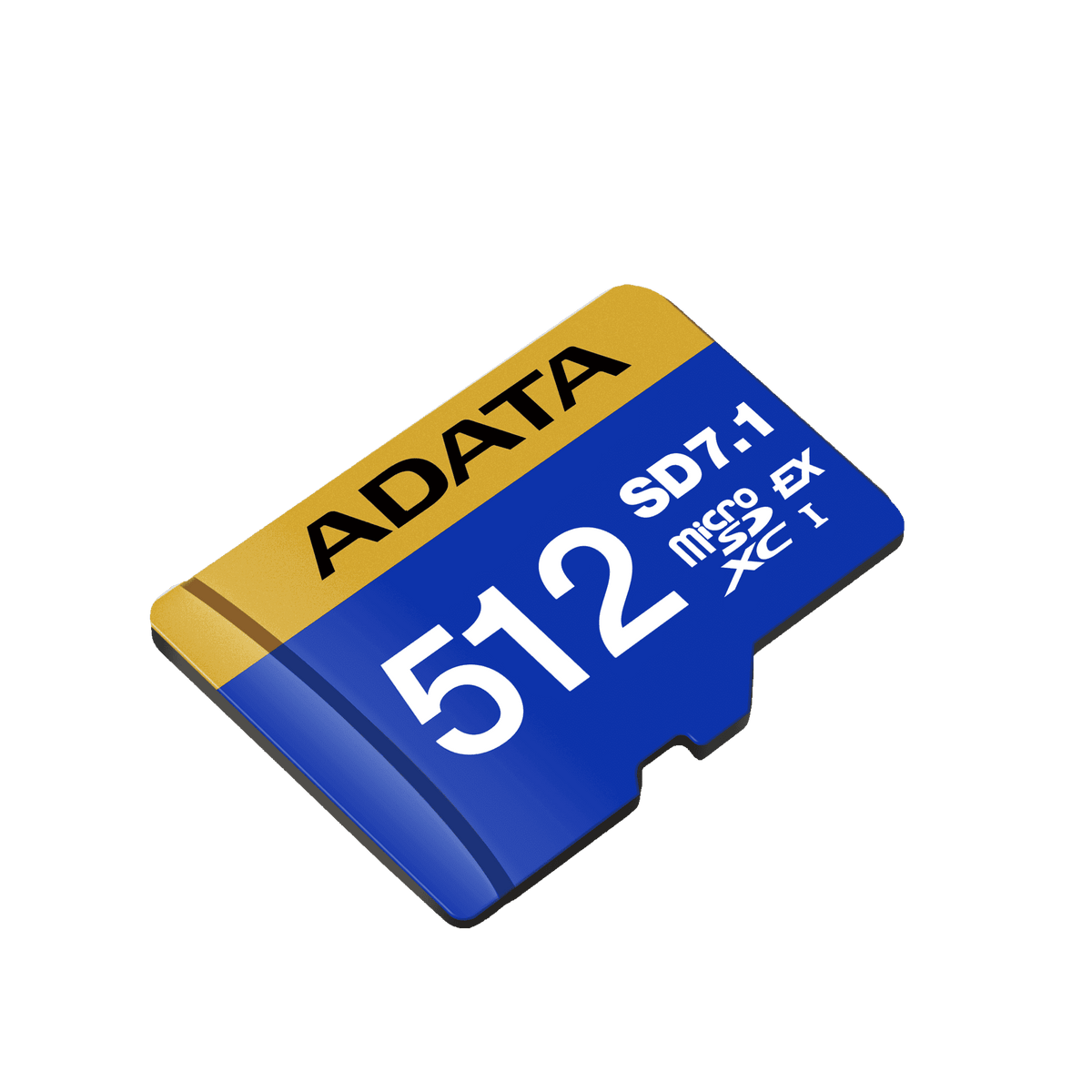 Tarjeta MicroSDXC ADATA 512GB mostrando etiqueta lateral amarilla