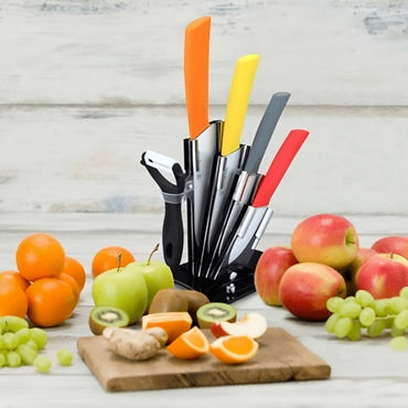 Juego de Bloques de Cuchillos de Cerámica Westinghouse WCKFS0001006 | Mango Colorido de Agarre Suave | Corte Preciso | Anticorrosivo