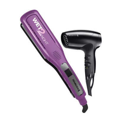 Combo Remington Alisadora Wet2Straight y Secadora compacta, S8001-D5000-F