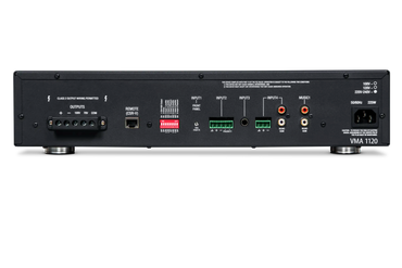 JBL VMA1120 (NVMA1120-US) mezclador amplificador comercial 120W - vista posterior con conexiones
