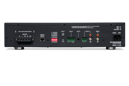 JBL VMA1120 (NVMA1120-US) mezclador amplificador comercial 120W - vista posterior con conexiones