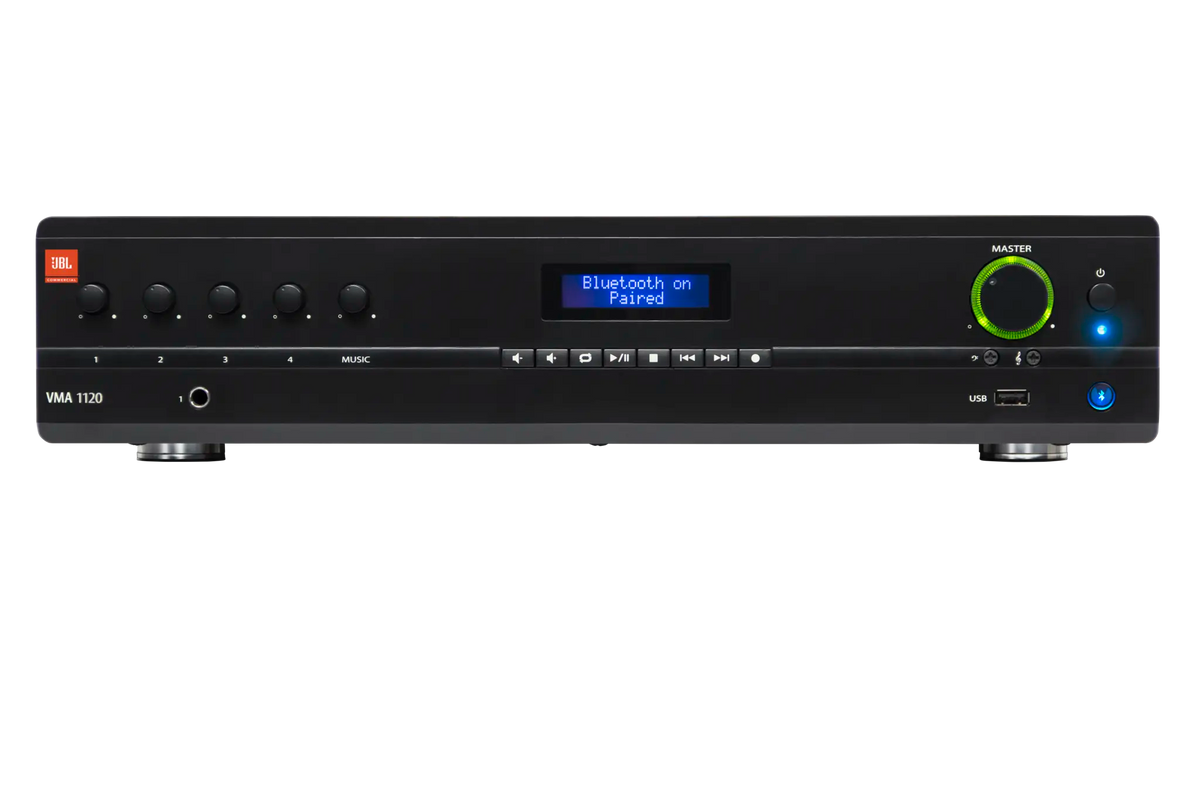 JBL VMA1120 (NVMA1120-US) mezclador amplificador comercial 120W - vista frontal