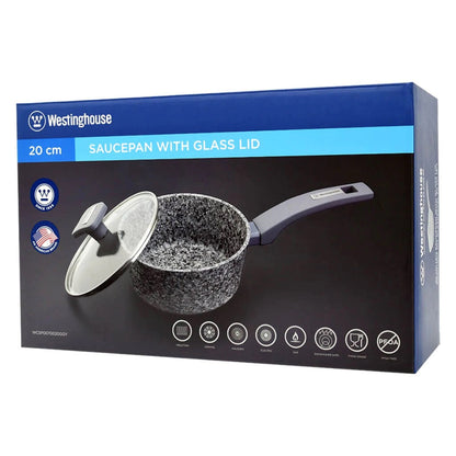 Olla con Tapa Westinghouse WCSP0070020GGY | 20 cm | Aluminio Fundido | Revestimiento Granito Gris | Compatible con Inducción