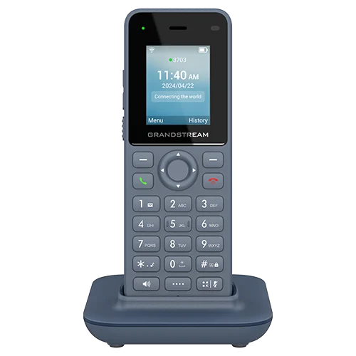Teléfono IP inalámbrico con conectividad WiFi Dual Band y soporte para 2 líneas SIP. Ideal para entornos empresariales.\