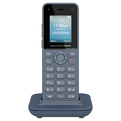 Teléfono IP inalámbrico con conectividad WiFi Dual Band y soporte para 2 líneas SIP. Ideal para entornos empresariales.\