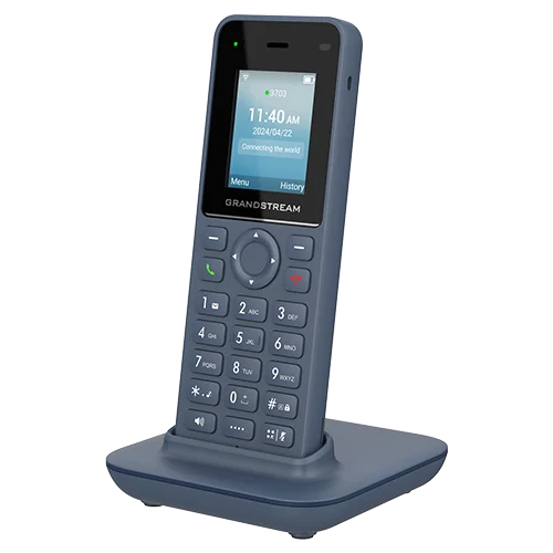 Teléfono IP inalámbrico con conectividad WiFi Dual Band y soporte para 2 líneas SIP. Ideal para entornos empresariales.\