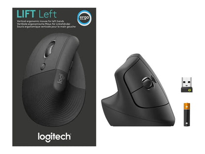 Mouse Logitech Lift Vertical Ergonomic | Inalámbrico | Bluetooth + Receptor | Para Zurdos