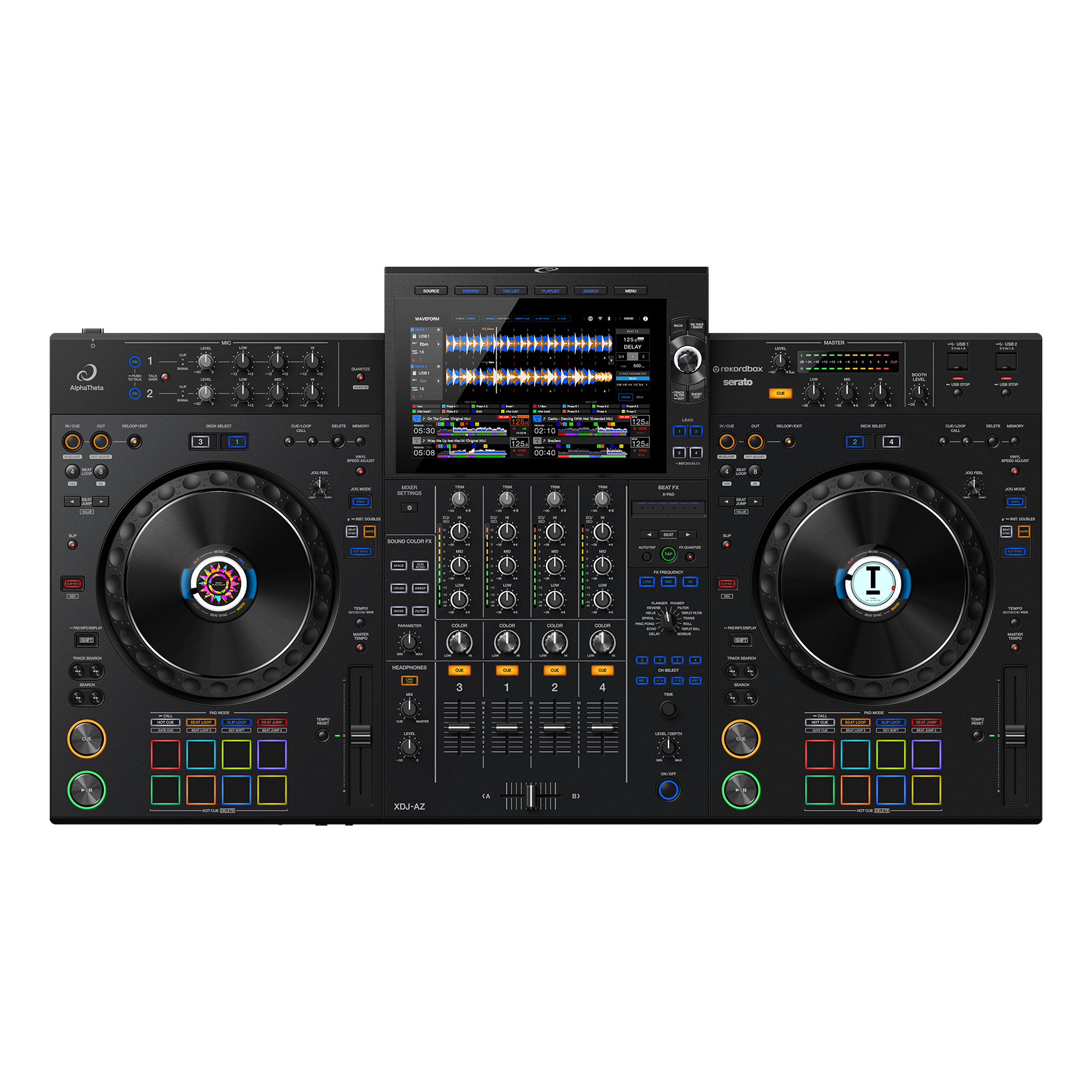 Pioneer DJ XDJ-AZ vista frontal del sistema DJ todo en uno de 4 canales
