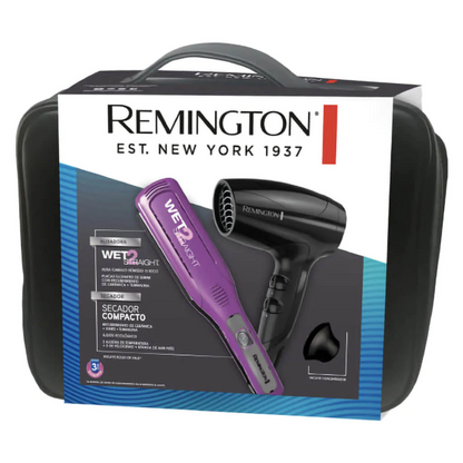 Combo Remington Alisadora Wet2Straight y Secadora compacta, S8001-D5000-F
