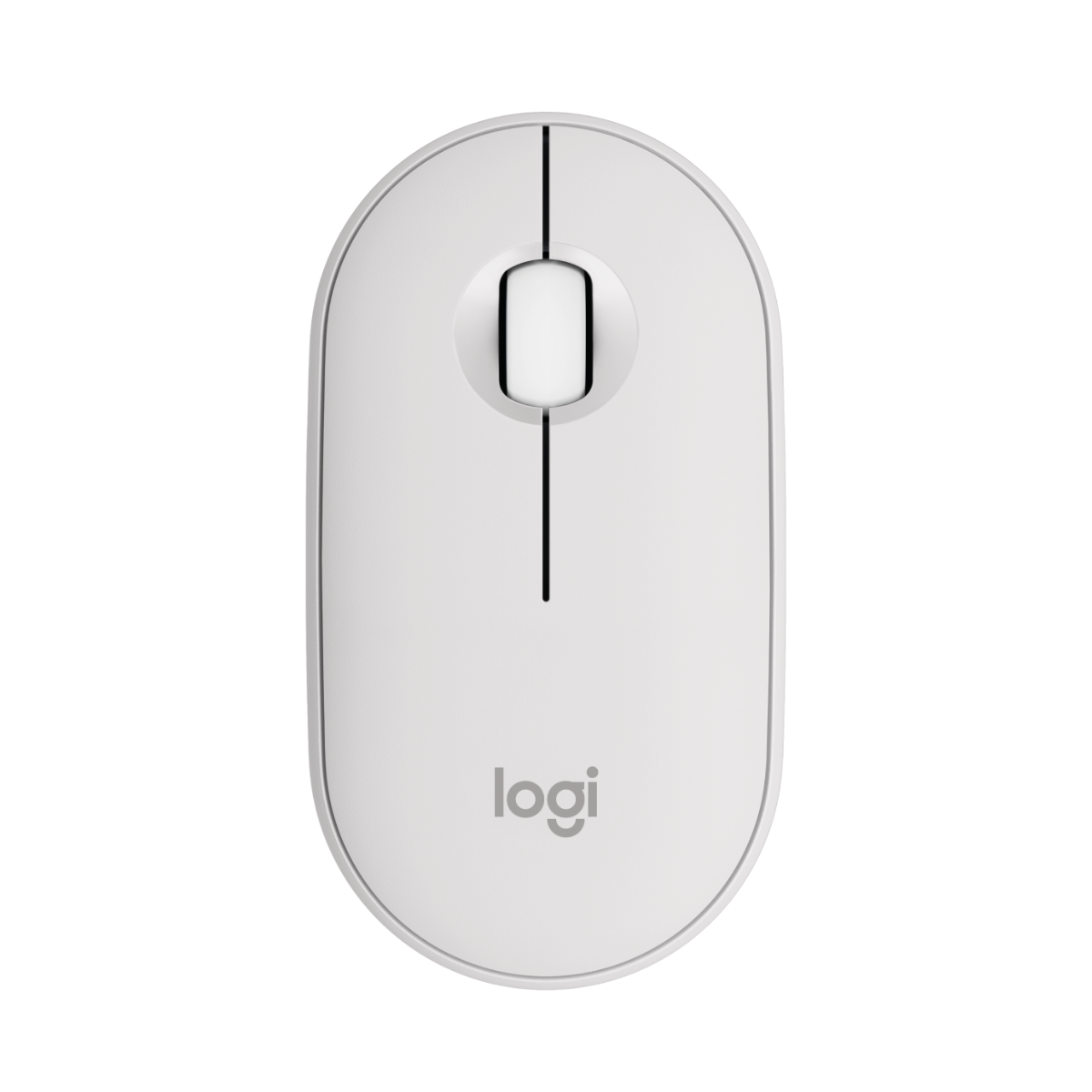 Mouse Logitech Pebble 2 M350S blanco vista frontal con diseño compacto