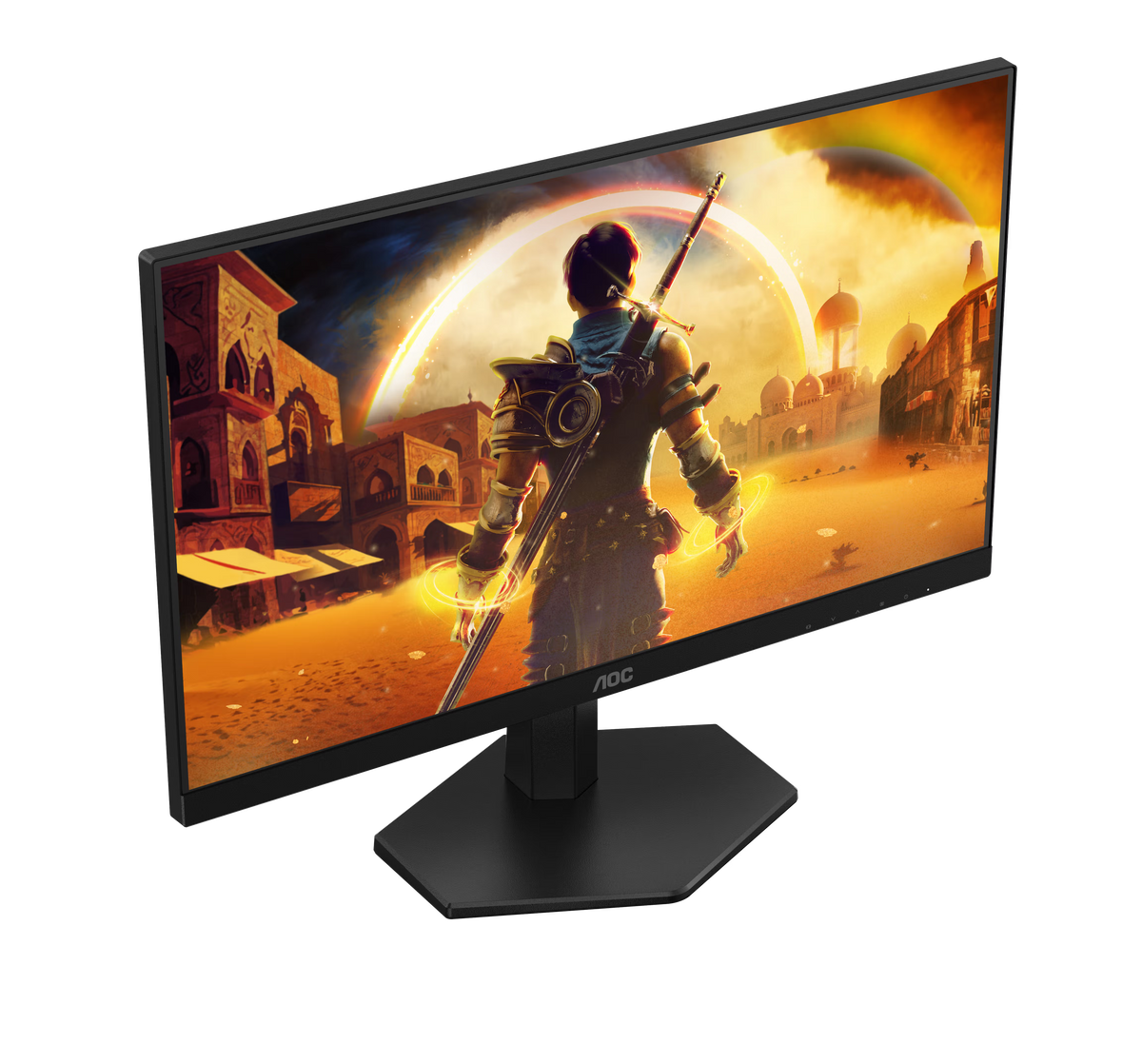 Detalle del soporte y base del monitor AOC 24G42HE con ajuste de altura