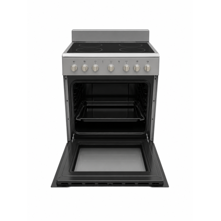 GRS Cocina Eléctrica Vitrocerámica 24" con 4 Discos y Horno Gris, 24VMS