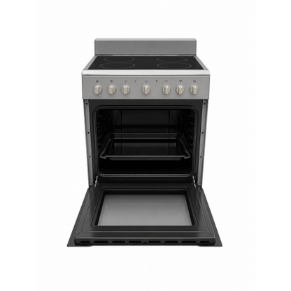 GRS Cocina Eléctrica Vitrocerámica 24" con 4 Discos y Horno Gris, 24VMS