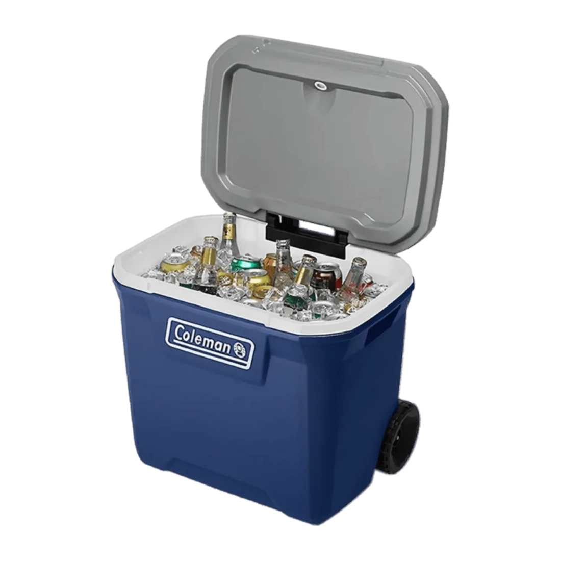 Coleman Hielera con Ruedas 65 qt 61,5 L para 101 Latas Azul, Tapa hasta 113 kg, 2179155