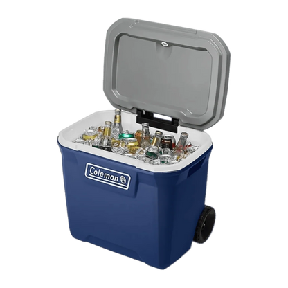 Coleman Hielera con Ruedas 65 qt 61,5 L para 101 Latas Azul, Tapa hasta 113 kg, 2179155