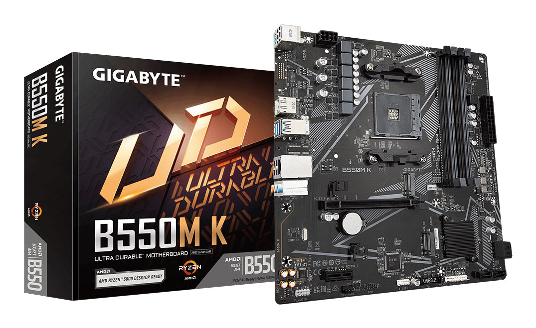 Tarjeta Madre Gigabyte B550M K | AM4 | Micro-ATX | DDR4 | PCIe 4.0 | HDMI | USB 3.2