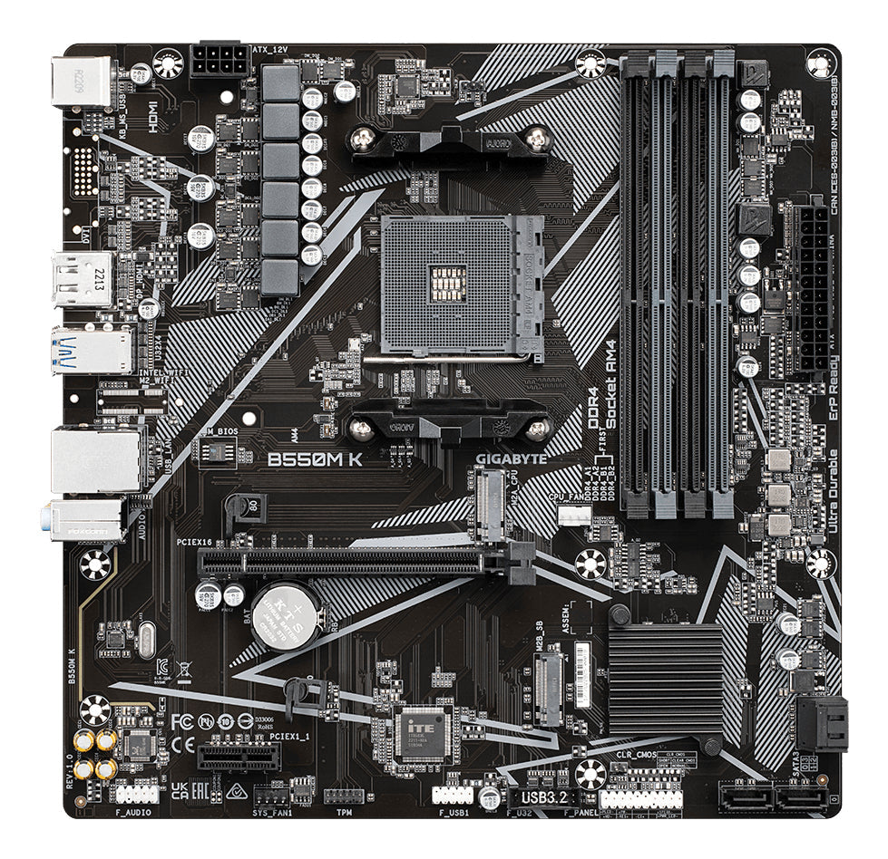 Tarjeta Madre Gigabyte B550M K | AM4 | Micro-ATX | DDR4 | PCIe 4.0 | HDMI | USB 3.2