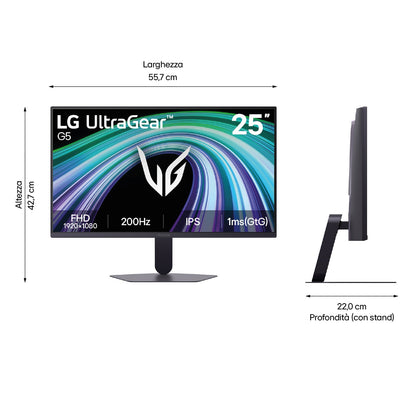 LG Monitor Gaming IPS 24.5" FHD 200 Hz, 25G523B-B
