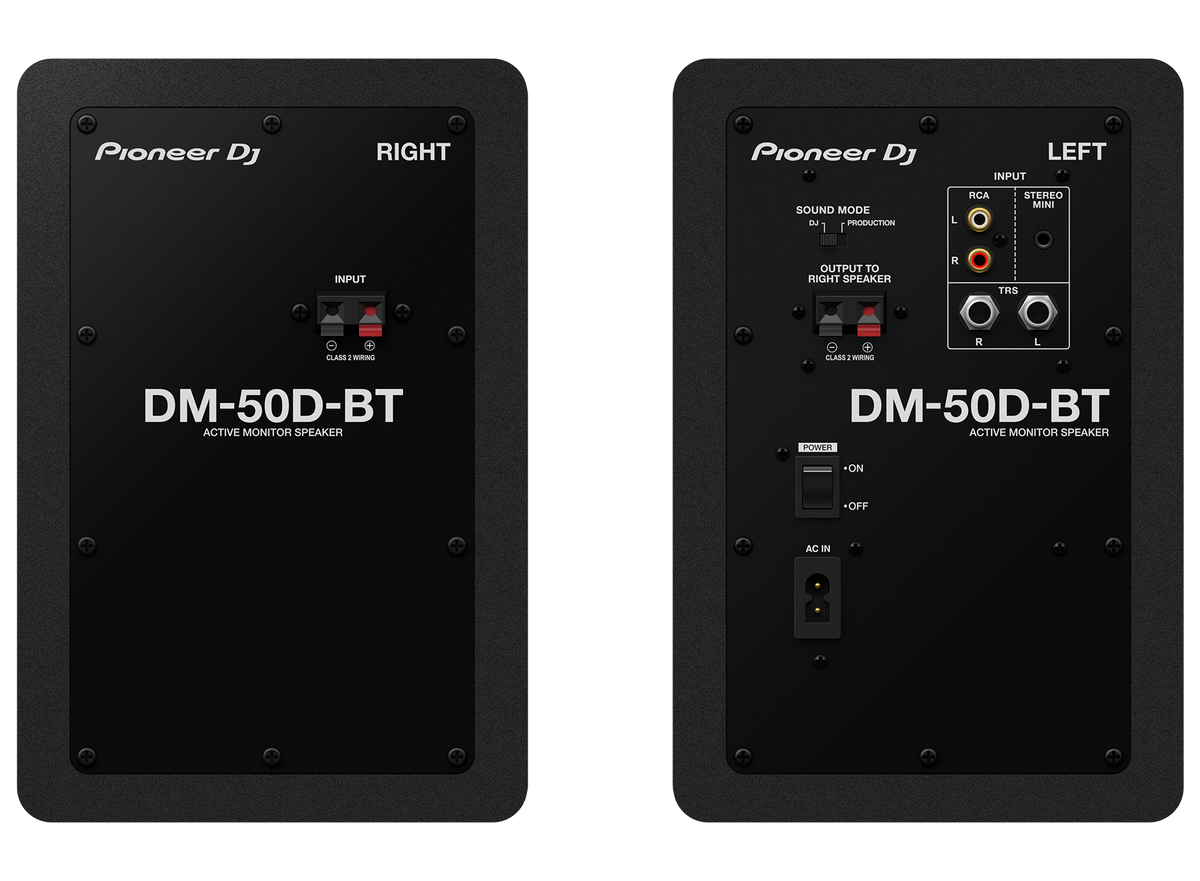 ALPHATHETA DM-50D-BT monitor de estudio Bluetooth - vista de conexiones traseras
