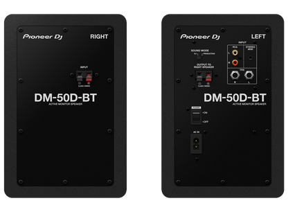 ALPHATHETA DM-50D-BT monitor de estudio Bluetooth - vista de conexiones traseras