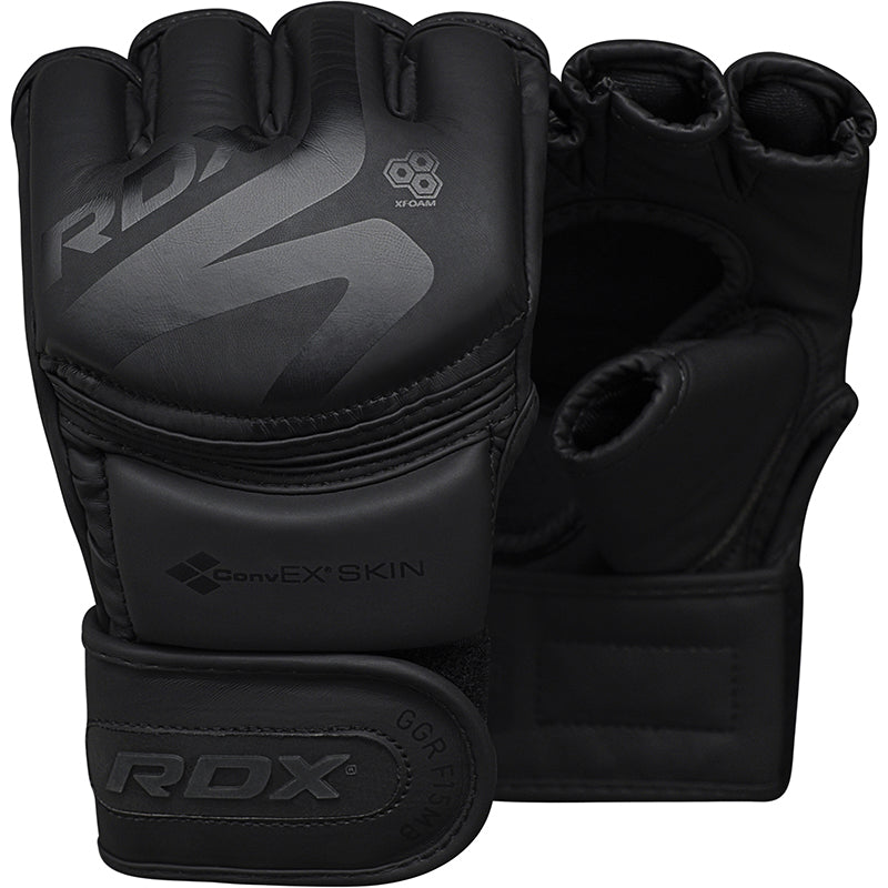 RDX Guantes de Grappling F15 Negros - vista frontal