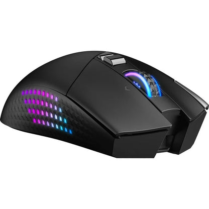 Mouse MSI Versa Pro vista superior con scroll wheel y logo MSI iluminado