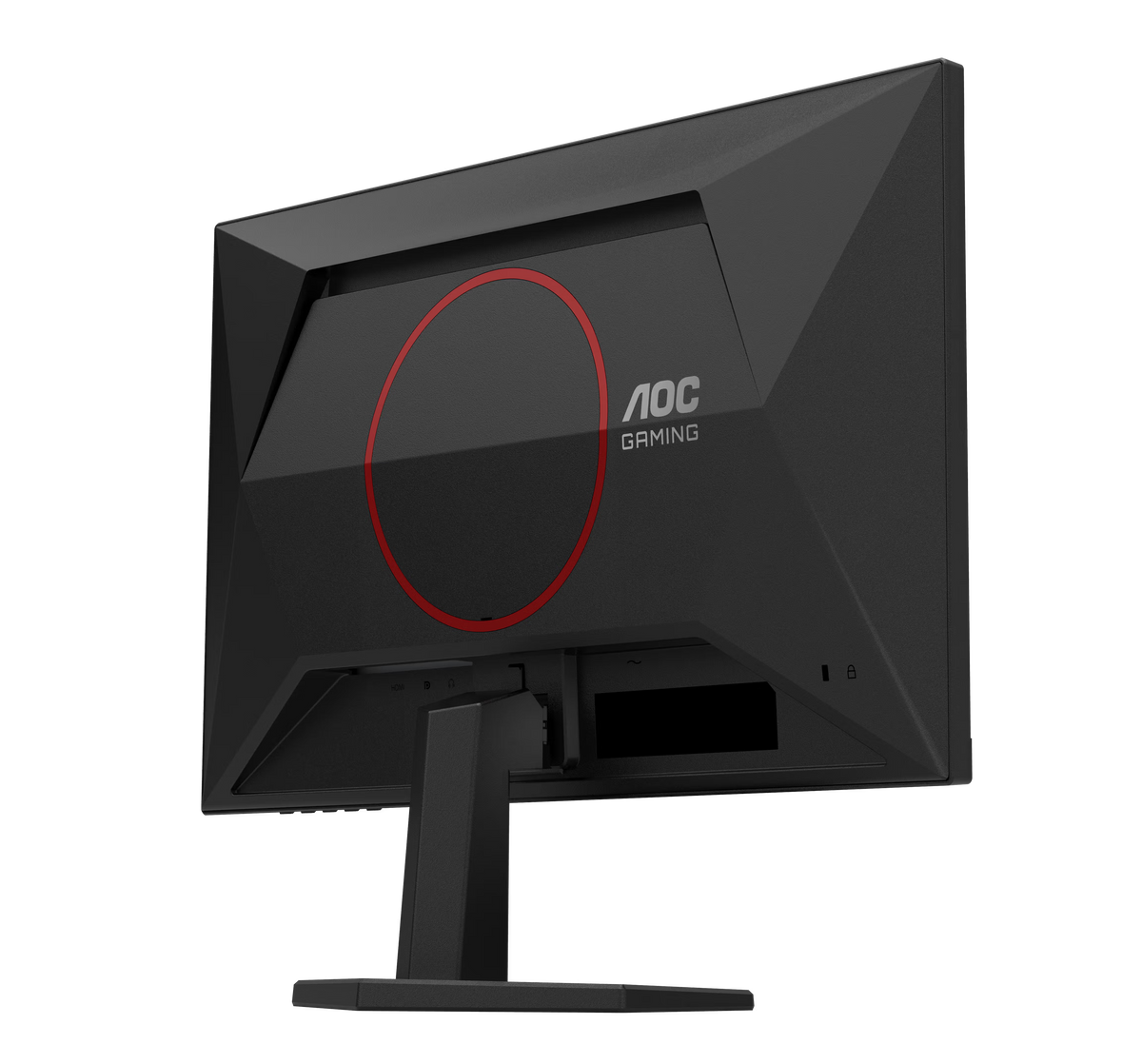 Detalle del logo AOC Gaming y especificaciones en el marco del monitor 24G42HE
