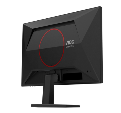 Detalle del logo AOC Gaming y especificaciones en el marco del monitor 24G42HE