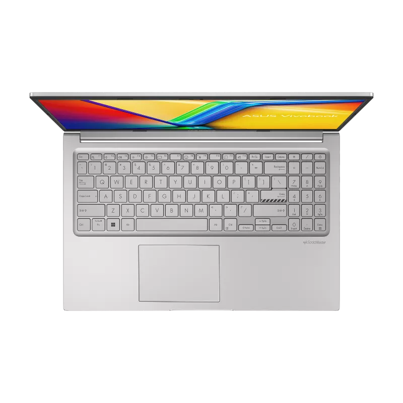 Laptop ASUS F1504VA teclado y touchpad vista superior completa