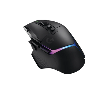 Mouse Gaming Logitech G502 X vista lateral derecha mostrando diseño ergonómico y botones laterales