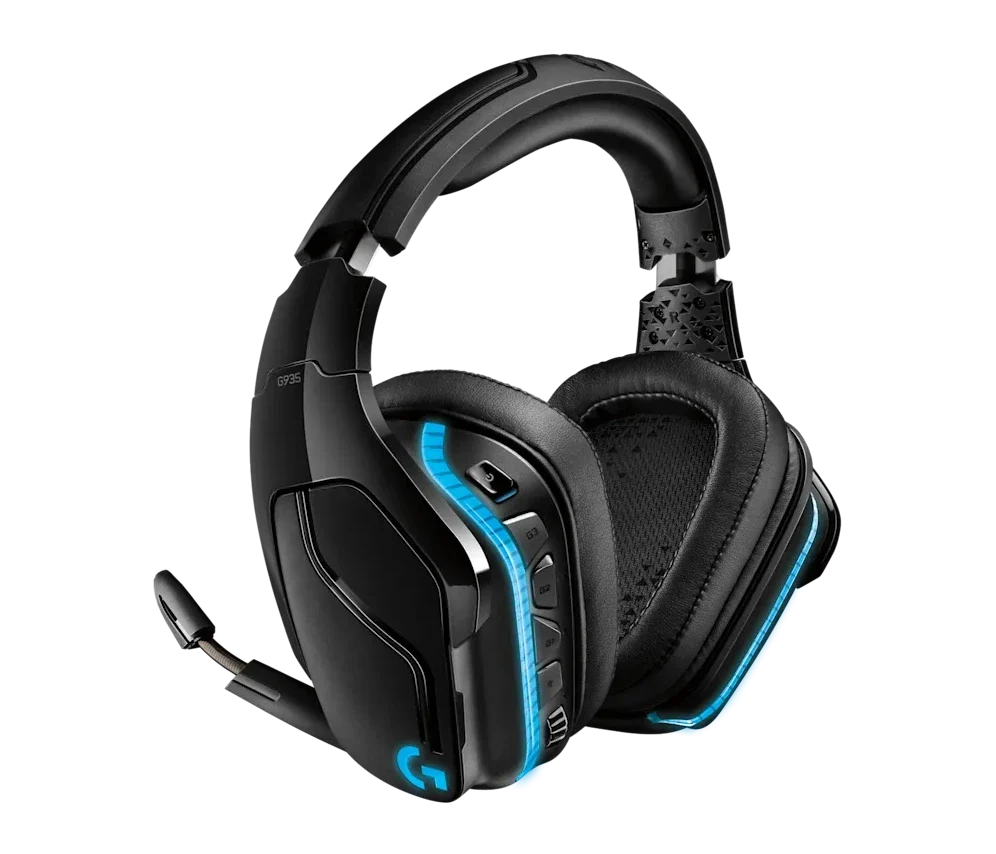 Headset Gaming Logitech G935 inalámbrico con iluminación RGB frontal