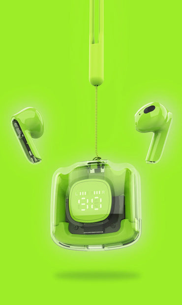 Audífonos Moonki TWS inalámbricos fuera del estuche mostrando diseño ergonómico