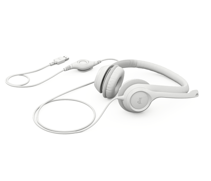Control en línea del Headset Logitech H390 con botones de volumen y silencio