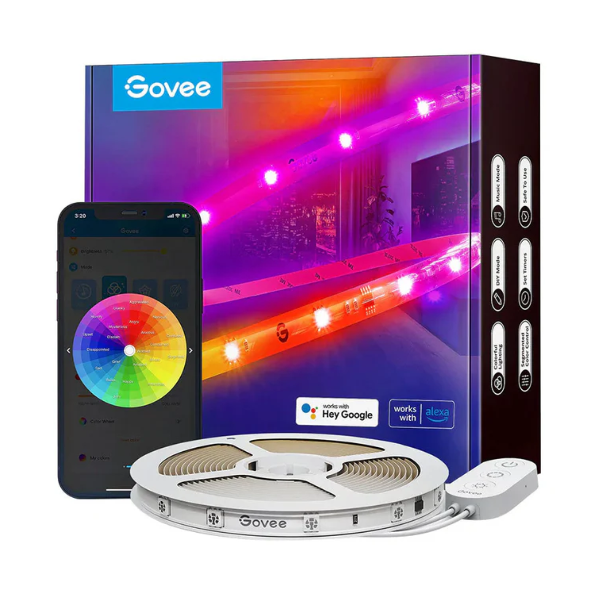 Luces Govee Basic WiFi RGBIC LED Strip, 10 metros — vista principal