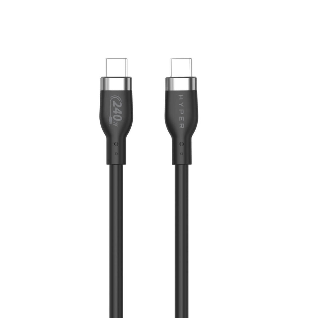 Targus HyperJuice cable USB-C a USB-C 240W silicona negro - vista frontal del producto