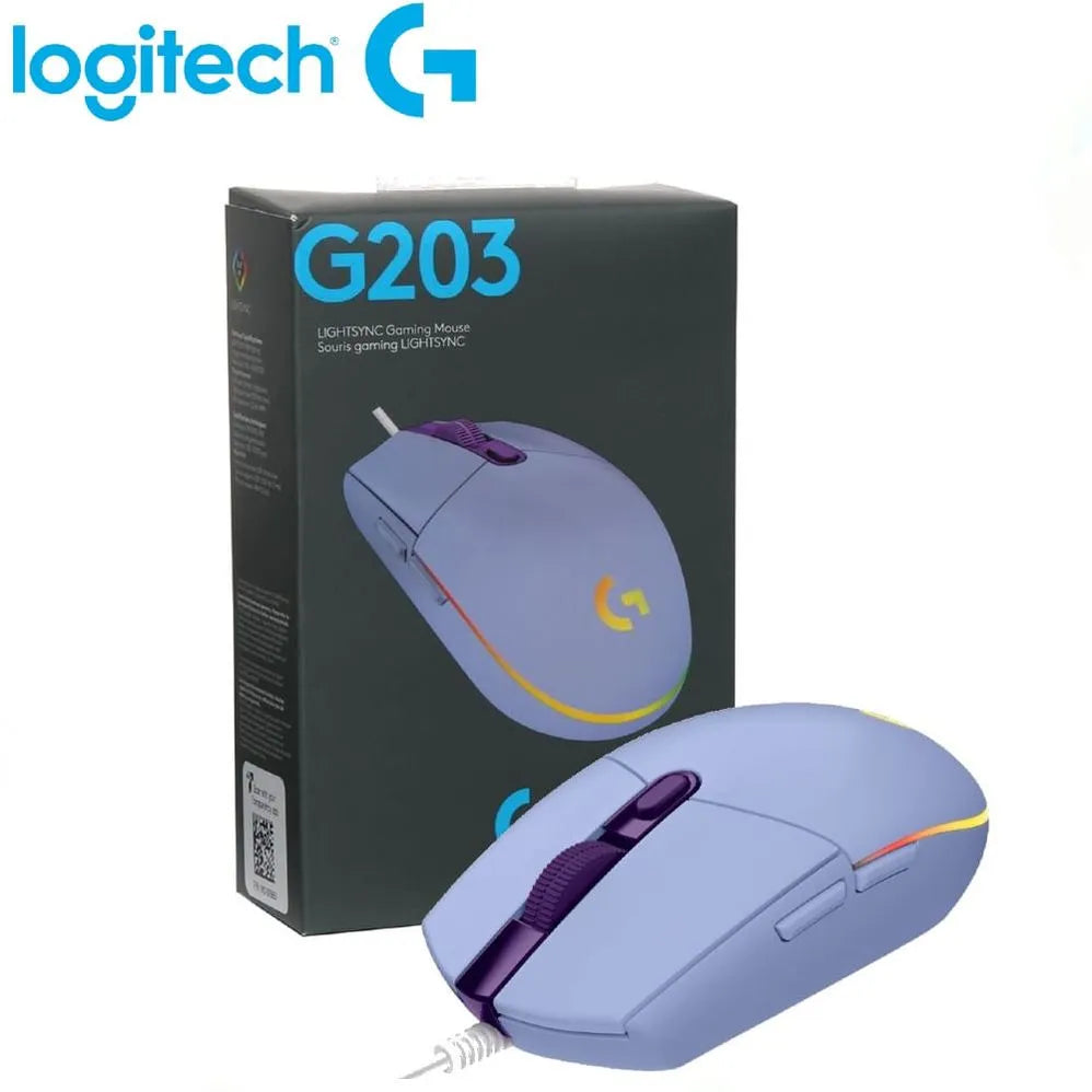 Mouse Gaming Logitech G203 vista inferior mostrando sensor óptico gaming
