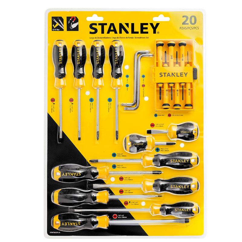 Stanley Juego Básico de Destornilladores 20 Piezas, STMT60220-LA