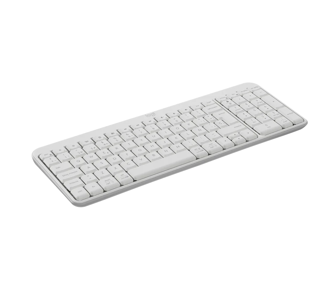 Vista superior del teclado Logitech K250 con logo Logitech