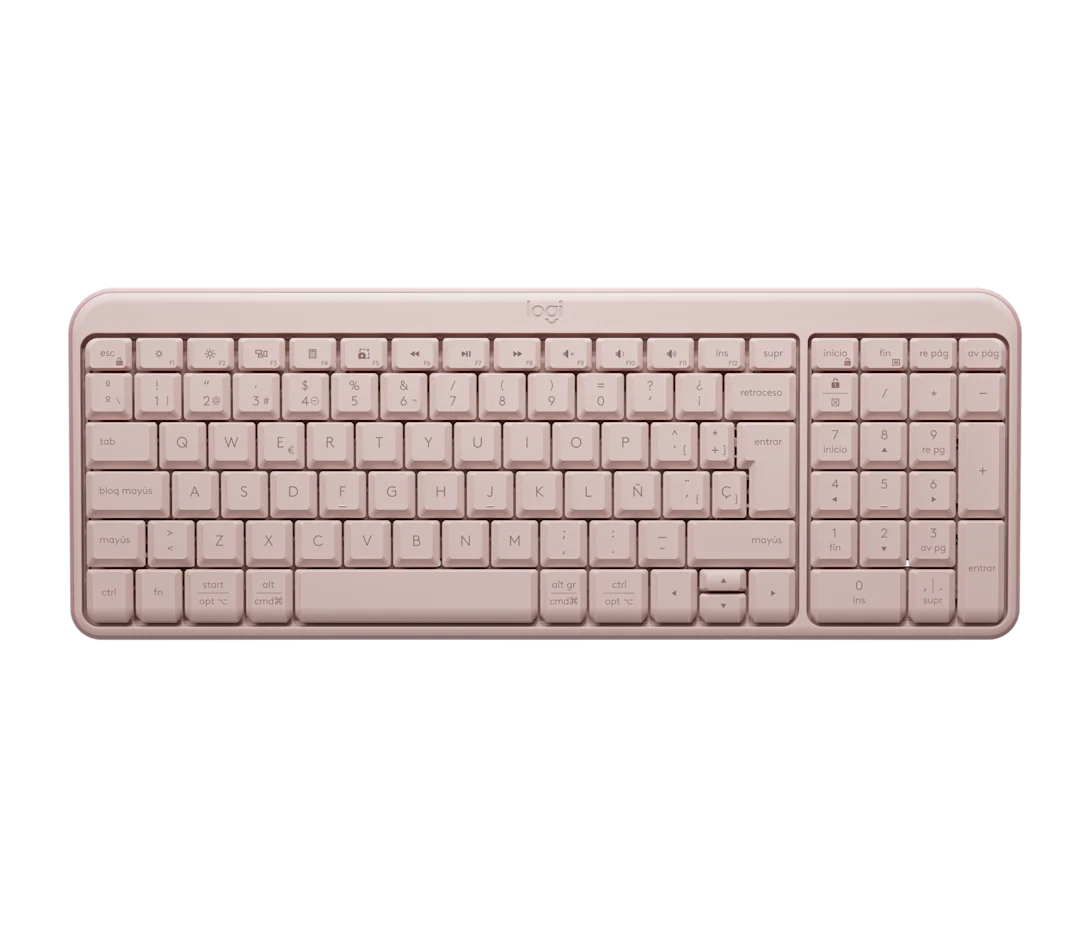 Vista posterior del teclado Logitech K250 con compartimento de pilas