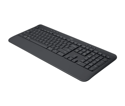 Vista posterior del teclado wireless K650 con compartimento de baterías