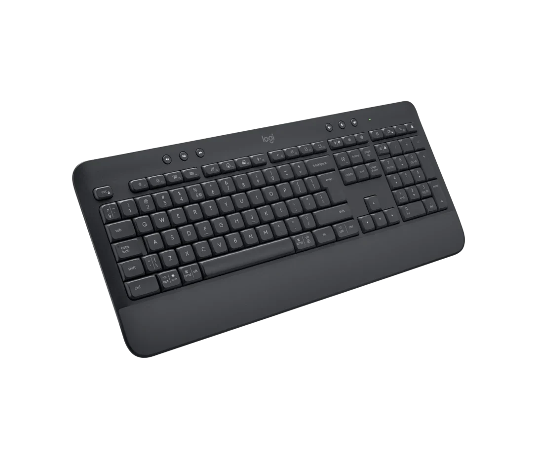 Teclado Logitech K650 vista superior mostrando teclado numérico completo