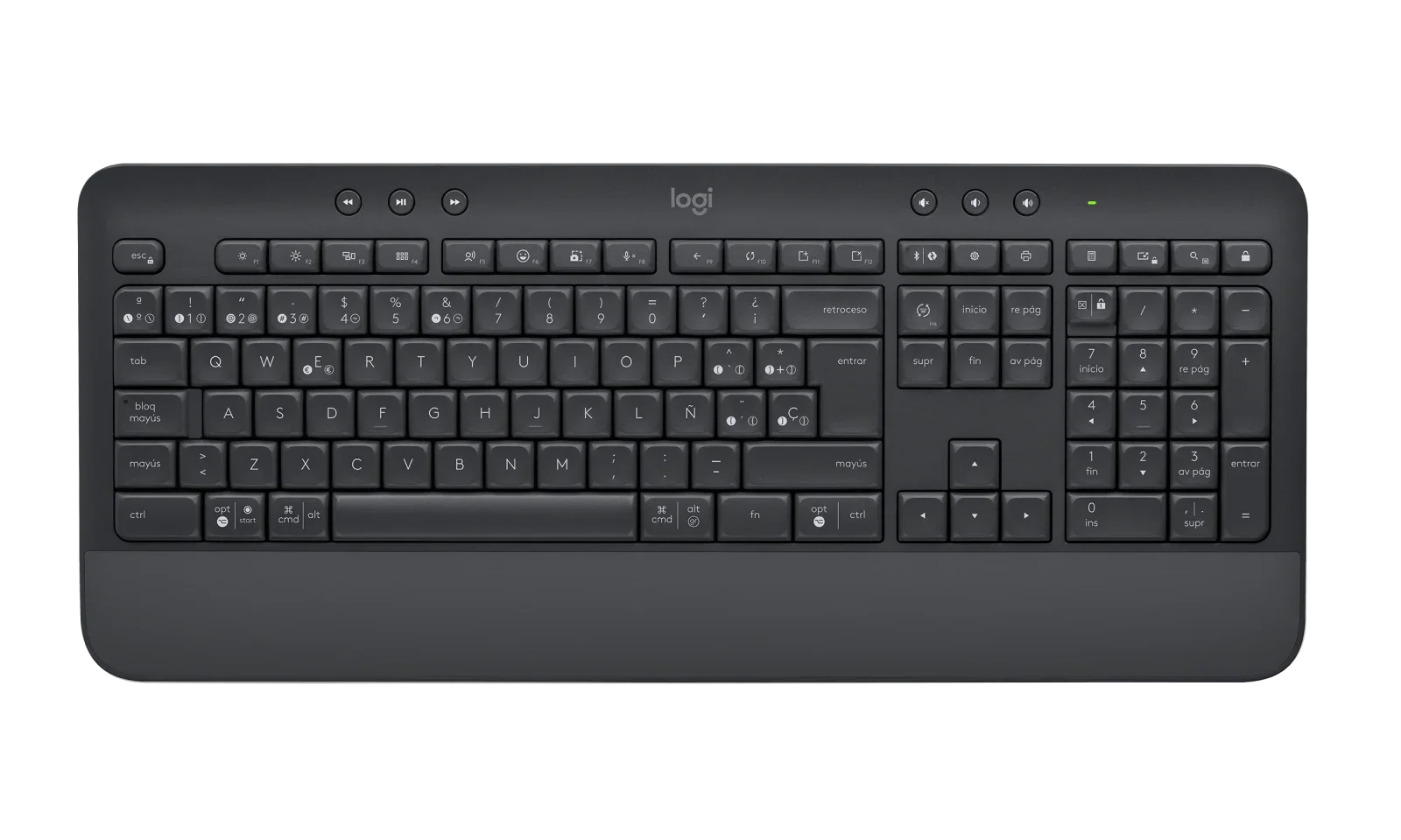 Teclado Logitech K650 inalámbrico con layout español QWERTY vista frontal completa