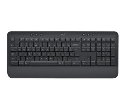 Teclado inalámbrico Logitech K650 vista frontal completa con palm rest integrado